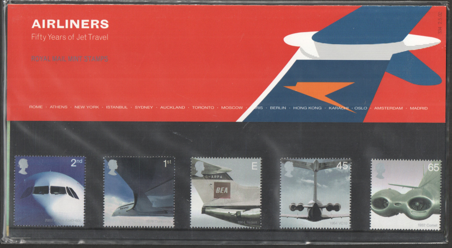 (image for) 2002 Jet Airliners Royal Mail Presentation Pack 334 - Click Image to Close